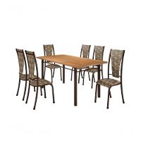 Conjunto Mônaco 06 Cadeiras Com Base Piauí Bm Tubulares Bp Noce Oro/courino 120 - 1