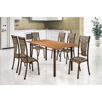 Conjunto Mônaco 06 Cadeiras Com Base Piauí Bm Tubulares Bp Noce Oro/courino 120 - 4