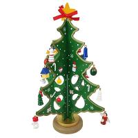 Mini Arvore De Natal 3d Madeira Com Enfeites Natalino Decoração Mesa Sala Casa Papai Noel Boneco De Neve Pinheiro - 1