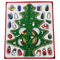 Mini Arvore De Natal 3d Madeira Com Enfeites Natalino Decoração Mesa Sala Casa Papai Noel Boneco De Neve Pinheiro