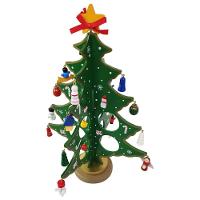 Mini Arvore De Natal 3d Madeira Com Enfeites Natalino Decoração Mesa Sala Casa Papai Noel Boneco De Neve Pinheiro - 5