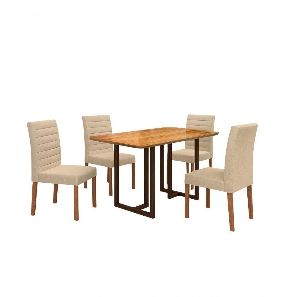 Conjunto Ibiza Com 4 Cadeiras E Base Goiás Bm Tubulares Cinamomo/linho 303 - 1