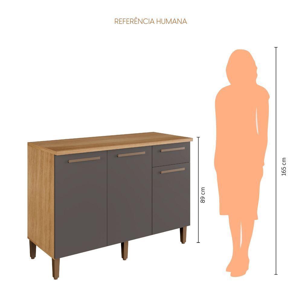 Balcão Titanium 3 Portas Arte Móveis Cinamomo/grafite - 9