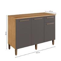 Balcão Titanium 3 Portas Arte Móveis Cinamomo/grafite - 2