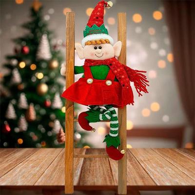 Boneco Duende Elfo Tradicional Na Escada Enfeite Natal 50cm