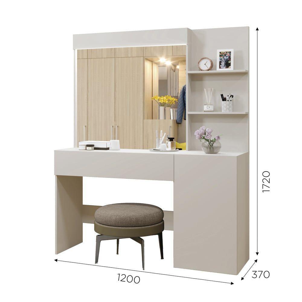 Camarim Londres 1 Porta 1 Gaveta Com Espelho Mavaular Off White - 3