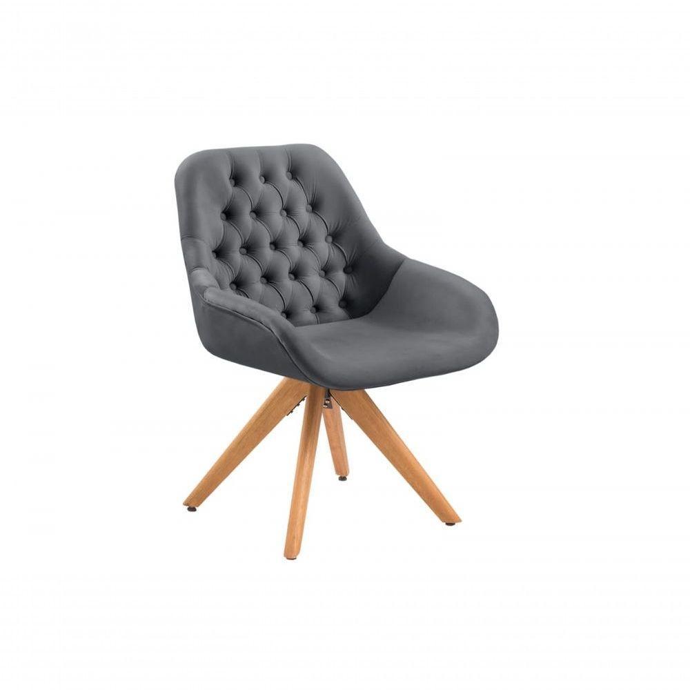 Poltrona Decorativa Alice Suede Capitone Pe Palito Unidecor Chumbo - 1