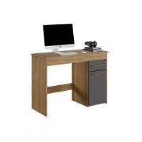 Escrivaninha Atenas 1 Porta E 1 Gaveta Arte Móveis Branco Cinamomo/grafite - 1