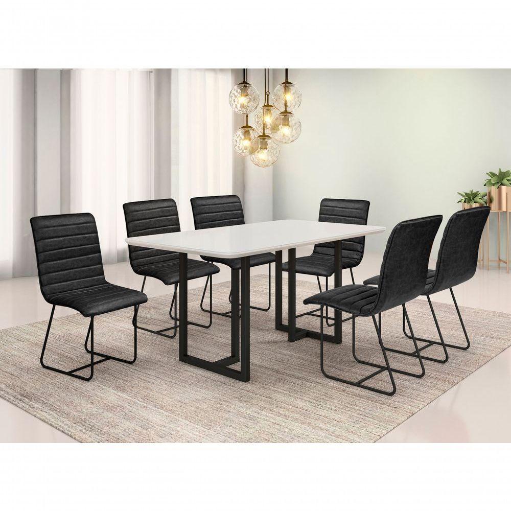 Conjunto De Jantar Itália Com 6 Cadeiras Base Goiás Bm Tubulares Off White/courissimo 134 - 6