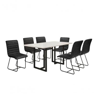 Conjunto De Jantar Itália Com 6 Cadeiras Base Goiás Bm Tubulares Off White/courissimo 134