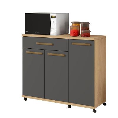 Balcão Parati 3 Portas 2 Prateleiras 1 Gaveta Arte Moveis Cinamomo/grafite