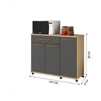 Balcão Parati 3 Portas 2 Prateleiras 1 Gaveta Arte Moveis Cinamomo/grafite - 2