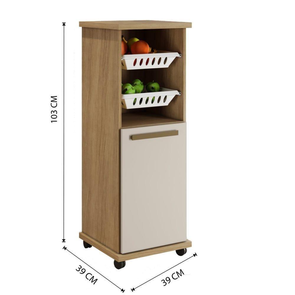 Armário Cozinha Com Fruteira Paraná 1 Porta 1 Prateleira 2 Cestos Arte Móveis Cinamomo-off White - 2