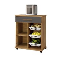 Fruteira Goiânia Arte Móveis 1 Porta 1 Gaveta 3 Cestos Cinamomo-grafite - 3