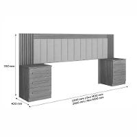 Cabeceira Valência Estofada Ripada E 2 Mesas De Cabeceiras Benetil Cinamomo - 2