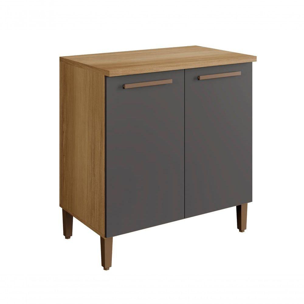 Balcão Ouro 02 Portas Arte Móveis Cinamomo/grafite - 1