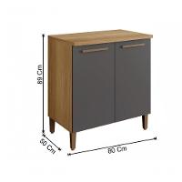 Balcão Ouro 02 Portas Arte Móveis Cinamomo/grafite - 2