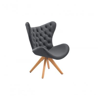 Poltrona Decorativa 1 Lugar Afrodite Suede Capitone Cinza Unidecor