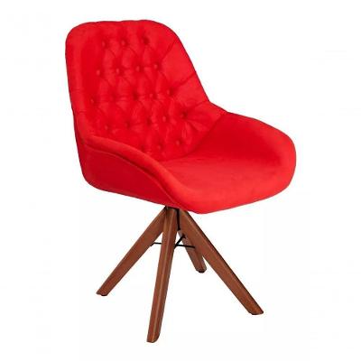 Poltrona Decorativa Alice Suede Capitone Pe Palito Unidecor Vermelho