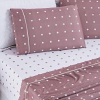 Cobre Leito + Jogo De Cama 200 Fios Petit Poá Casal Padrão 07 Peças 100% Poliéster - Rose - 2