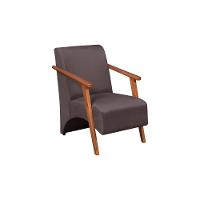 Poltrona Venus 1 Lugar Braço Madeira Maciça Tecido Suede Unidecor Marrom - 1