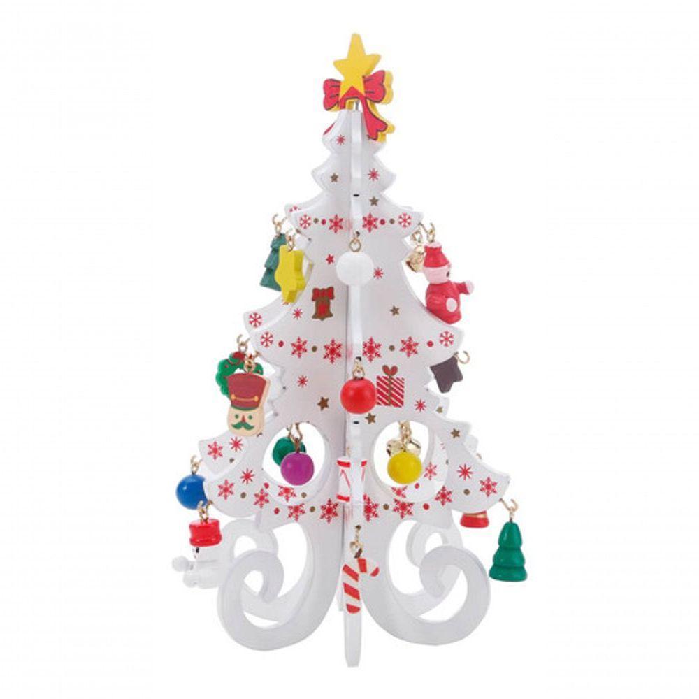 Enfeite Mesa Natalino Mini árvore Natal Madeira Dourado - 2