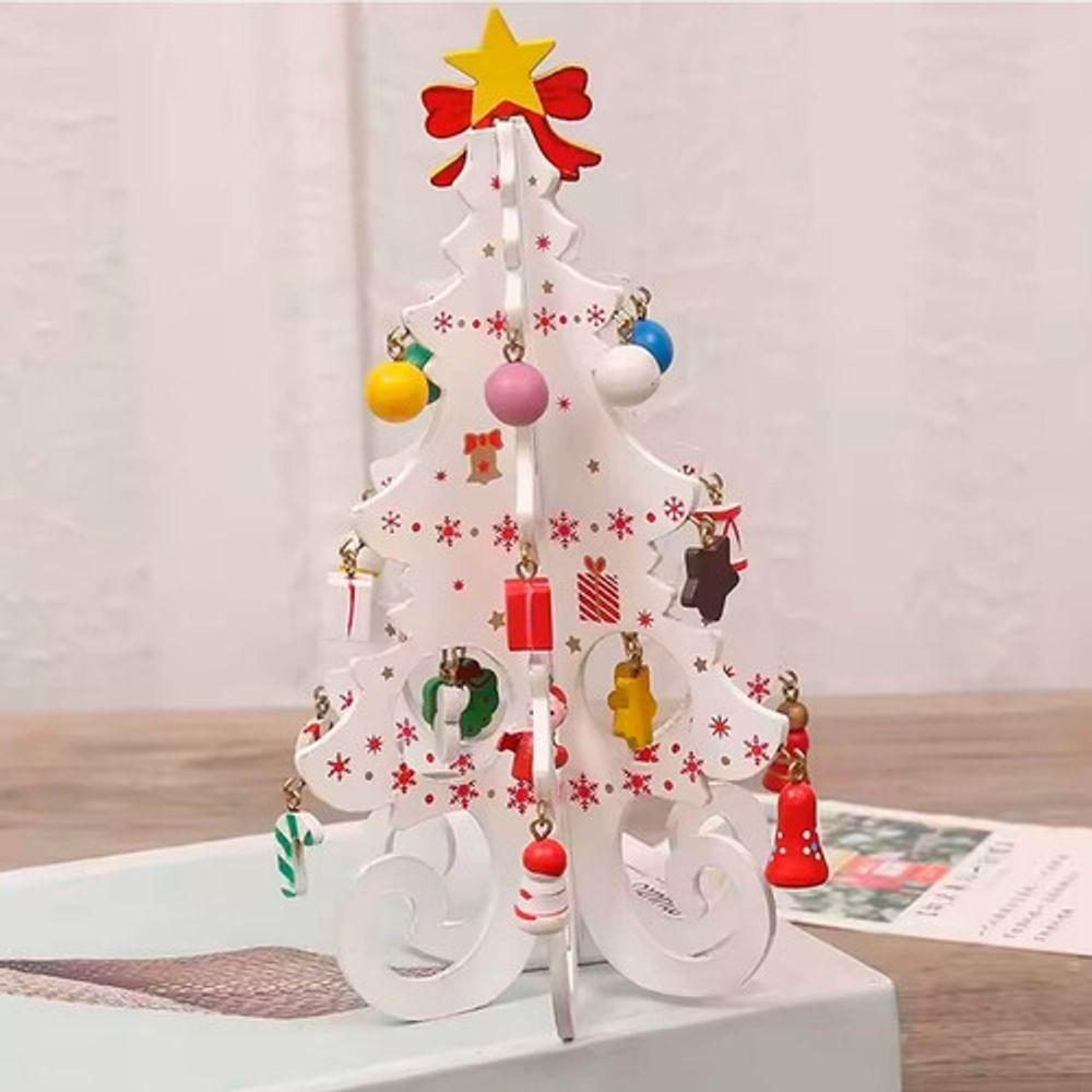 Enfeite Mesa Natalino Mini árvore Natal Madeira Dourado - 6