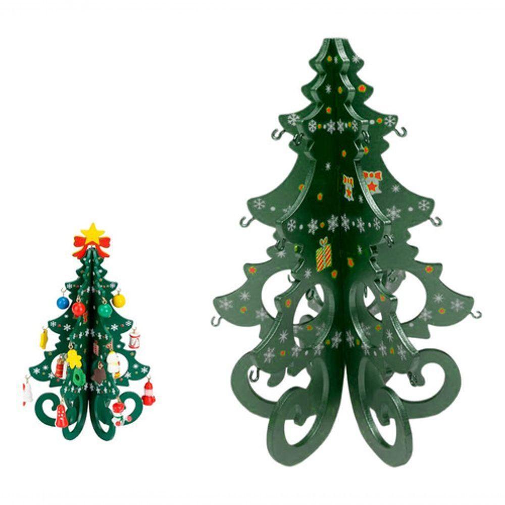 Enfeite Mesa Natalino Mini árvore Natal Madeira Dourado - 9