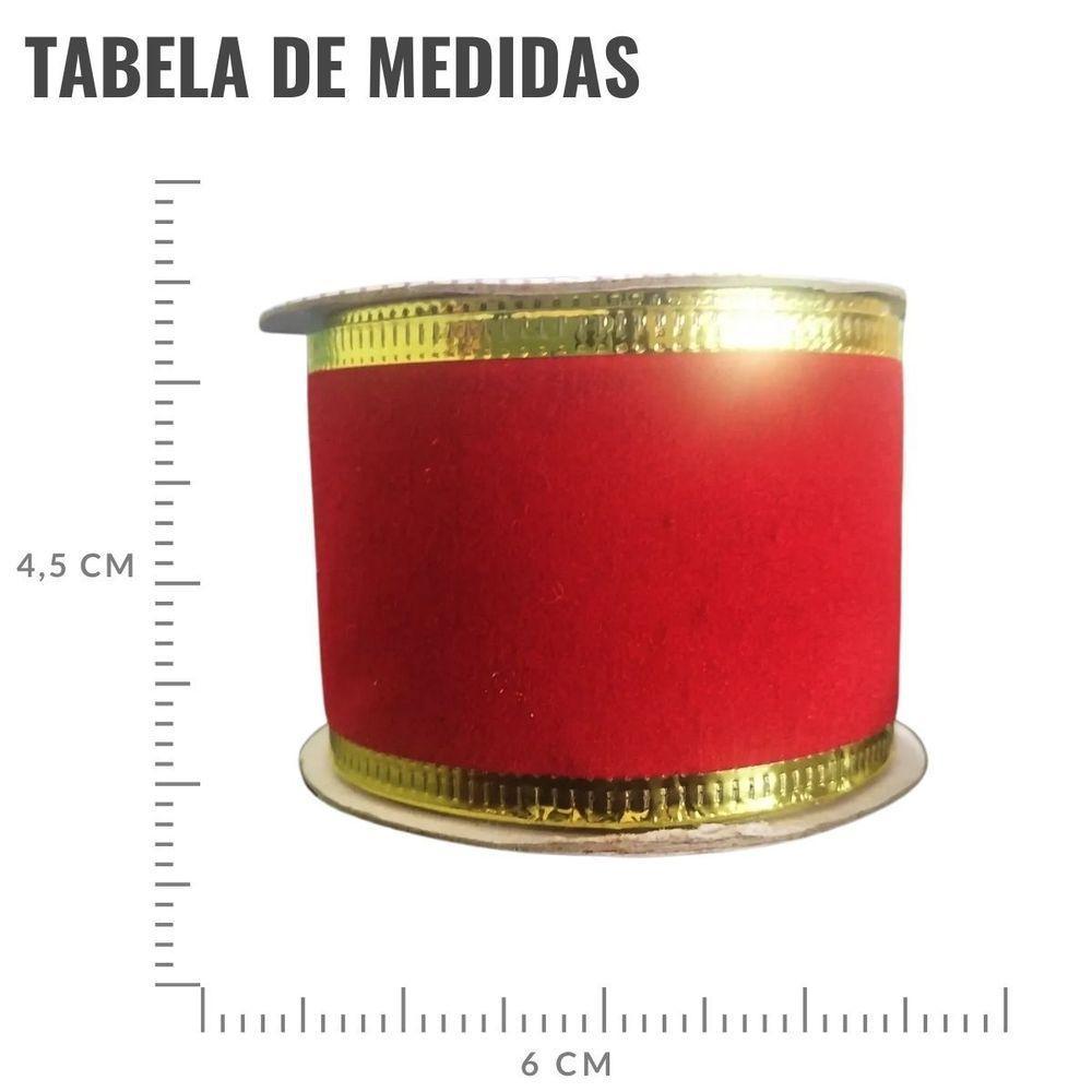 Fita Aramada De Natal Vermelha Veludo - 3,8cm X 2,7m - 5