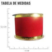 Fita Aramada De Natal Vermelha Veludo - 3,8cm X 2,7m - 5