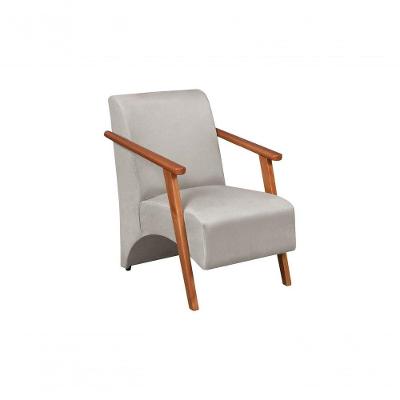 Poltrona Venus 1 Lugar Braço Madeira Maciça Tecido Suede Unidecor Bege