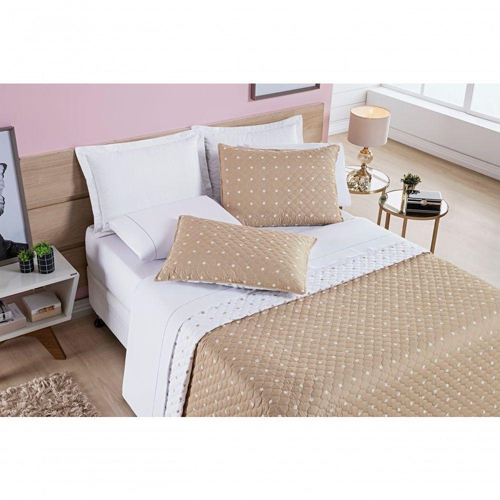 Cobre Leito + Jogo De Cama Solteiro + Jogo De Banho Petit Poá 10 Peças 100% Poliéster - Caqui - 4