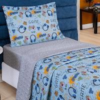 Enxoval Kit Colcha + Jogo De Cama Lençol Bouti Solteiro Infantil Kids 4 Peças 100% Poliéster - Game - 3