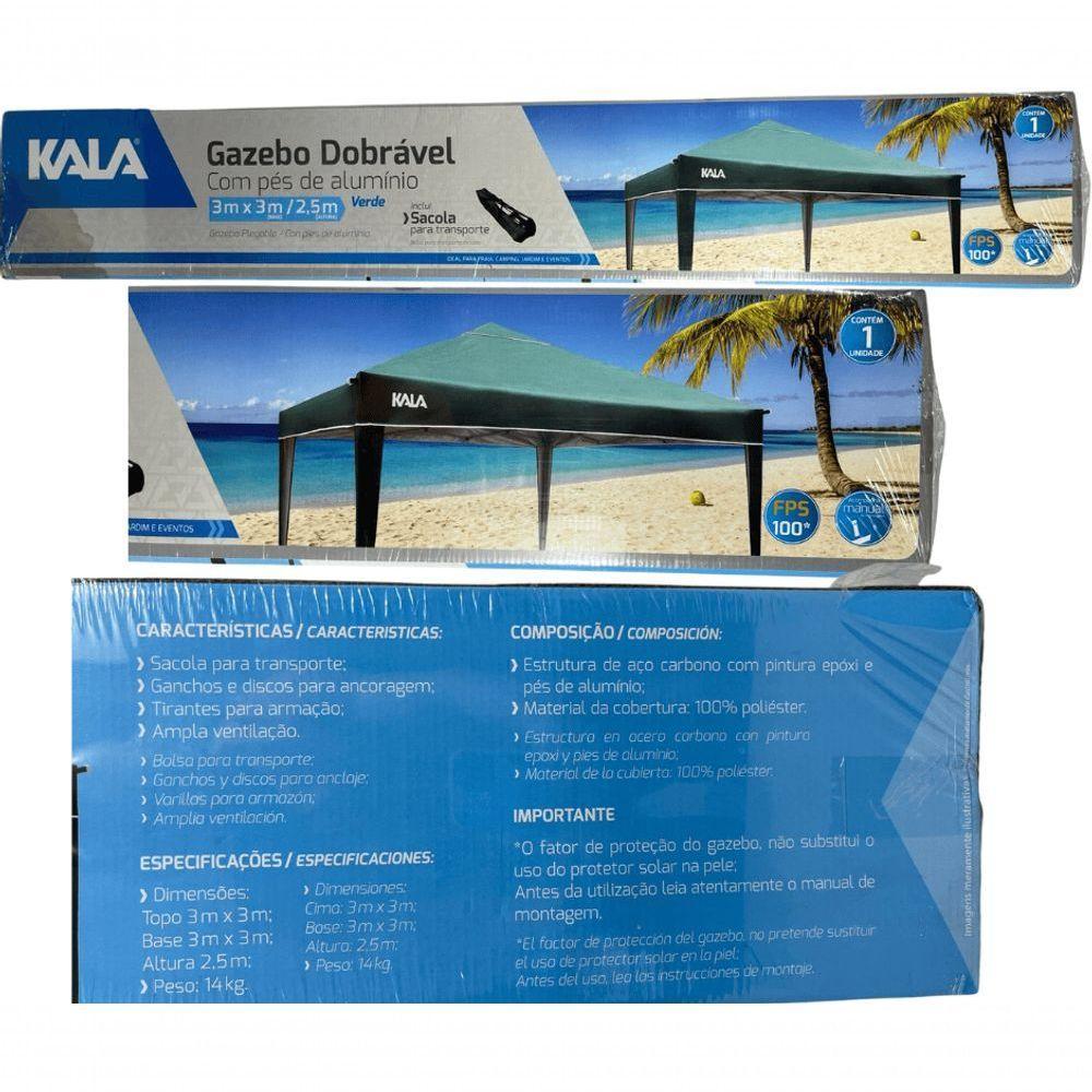 Tenda Gazebo Dobrável 3x3 Sanf Praia Jardim Campo Verde Kala - 7