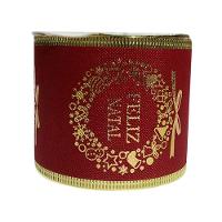 Fita Aramada De Natal Vermelha Feliz Natal - 6,3cm X 2,7m - 1