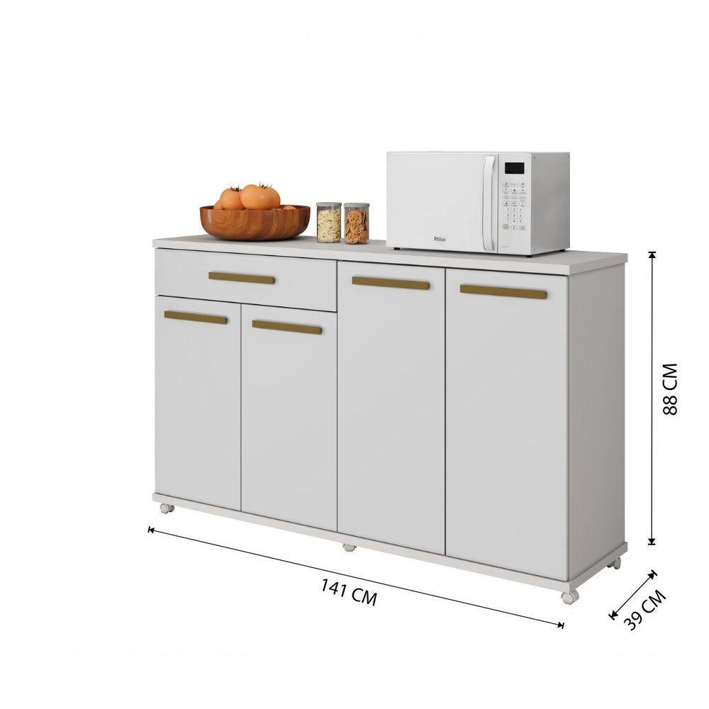 Balcão De Cozinha 4 Portas 1 Gaveta Campinas Arte Móveis Branco - 2