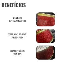 Fita Aramada De Natal Vermelha Glitter - 3,8cm X 2,7m - 3