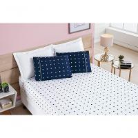 Cobre Leito + Jogo De Cama 200 Fios Petit Poá King 06 Peças 100% Poliéster - Marinho - 8