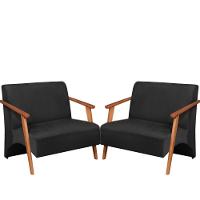 Poltrona Namoradeira Venus Braço Madeira Maciça Suede Unidecor Preto - 1