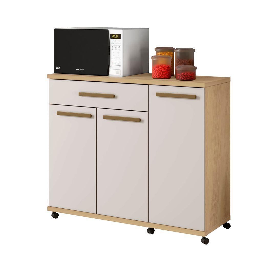 Balcão Parati 3 Portas 2 Prateleiras 1 Gaveta Arte Moveis Cinamomo/off White - 1