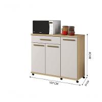 Balcão Parati 3 Portas 2 Prateleiras 1 Gaveta Arte Moveis Cinamomo/off White - 2