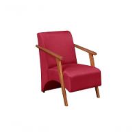 Poltrona Venus 1 Lugar Braço Madeira Maciça Tecido Suede Unidecor Vermelho - 1