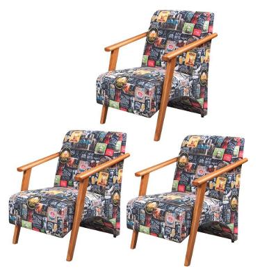 Kit 3 Poltronas Venus 1 Lugar Braço Madeira Maciça Tecido Suede Unidecor Retro Bar 107