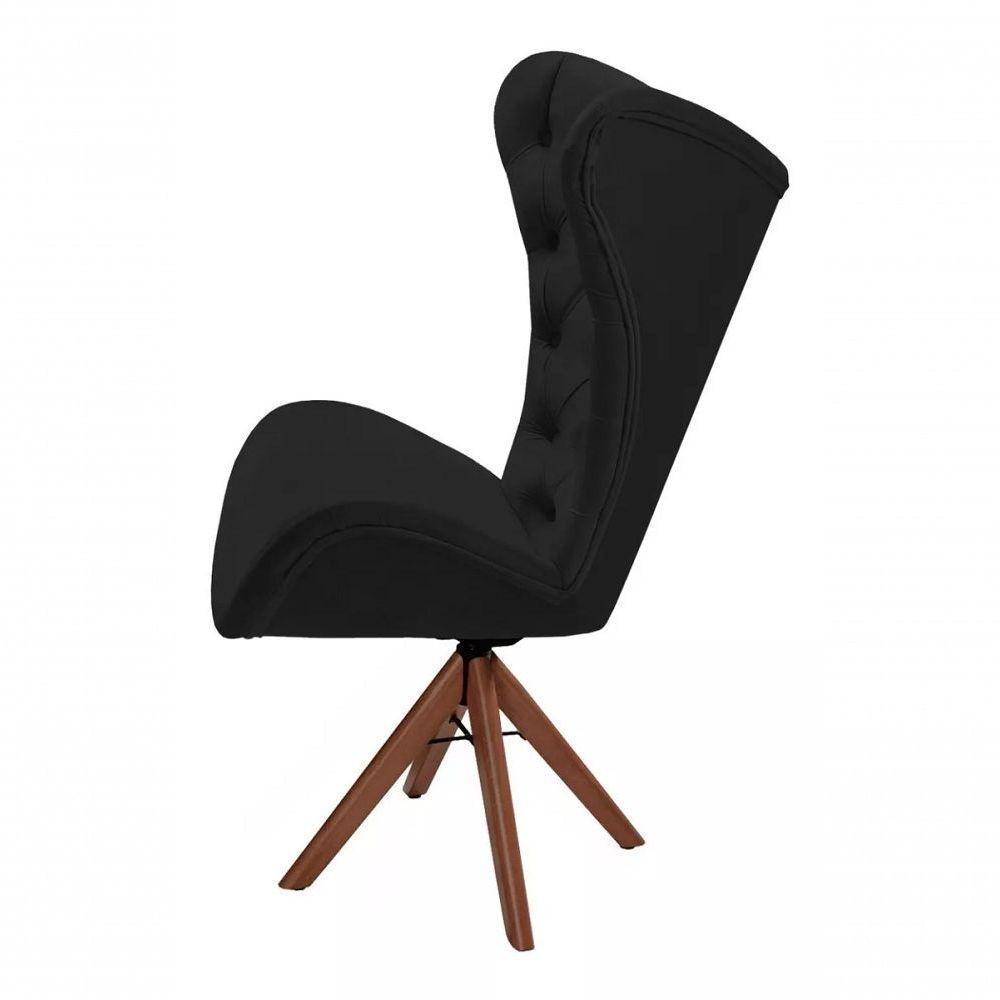 Poltrona Decorativa 1 Lugar Afrodite Suede Capitone Pe Palito Unidecor Preto - 2