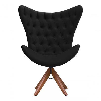 Poltrona Decorativa 1 Lugar Afrodite Suede Capitone Pe Palito Unidecor Preto