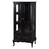 Cristaleira Antique Alta 2 Portas de Vidro e 1 Gaveta Preta - 1