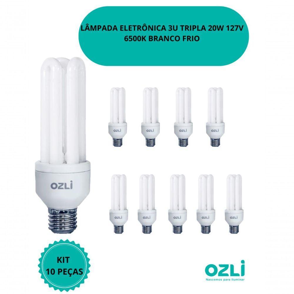 Lâmpadas Fluorescente 3u Tripla 20w 127v Branco Frio (6500k) -kit C/10 Unds - 2