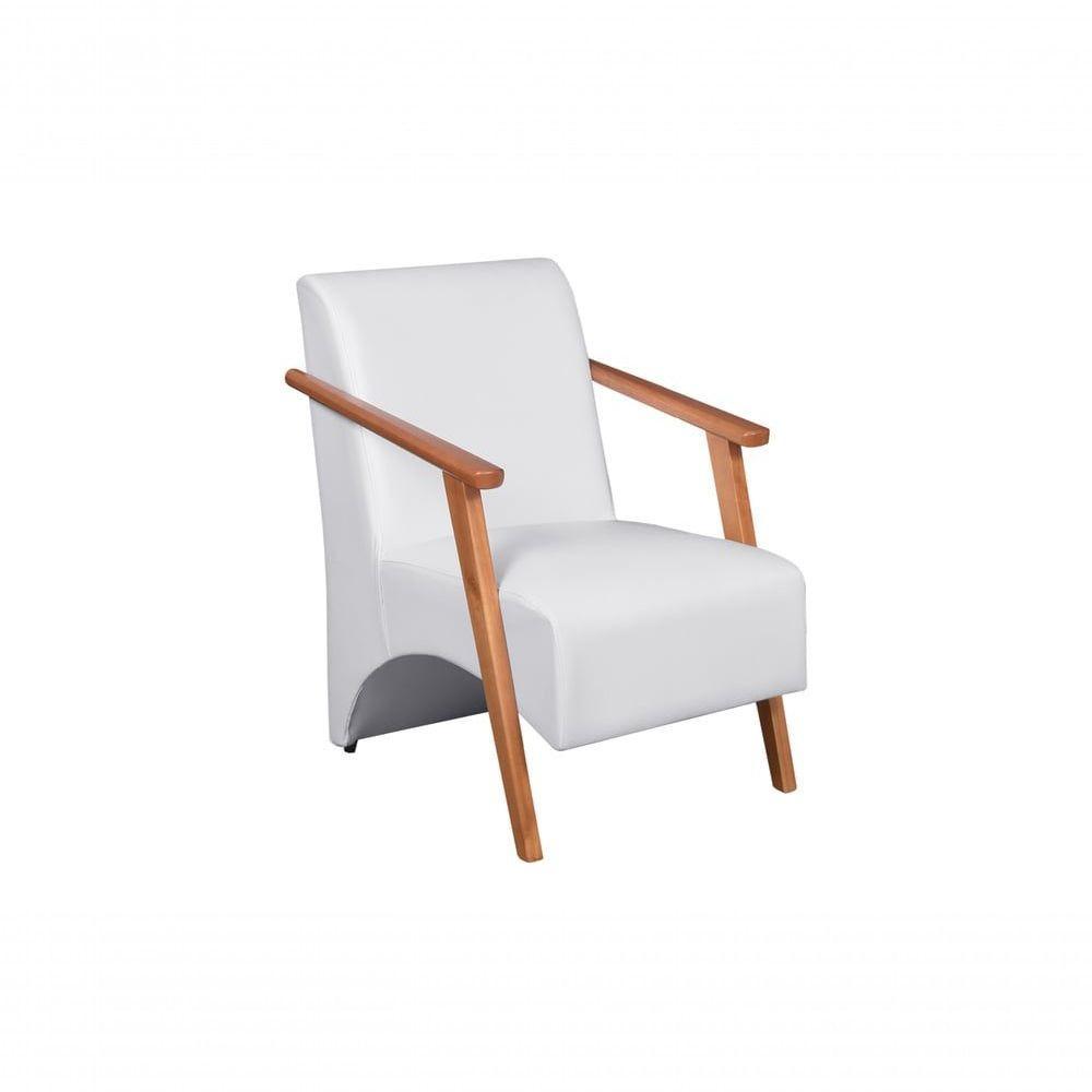Poltrona Venus 1 Lugar Braço Madeira Maciça Courino Unidecor Branco - 1