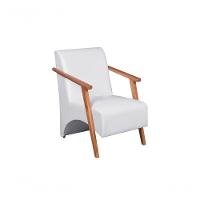 Poltrona Venus 1 Lugar Braço Madeira Maciça Courino Unidecor Branco - 1
