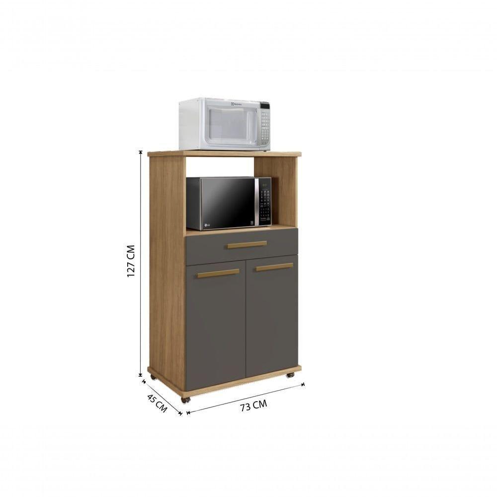 Balcão Conquista Arte Móveis Cinamomo/grafite - 2